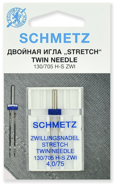Иглы Schmetz стрейч двойные 130/705 H-S ZWI 4,0/75, 1 шт в Невеле